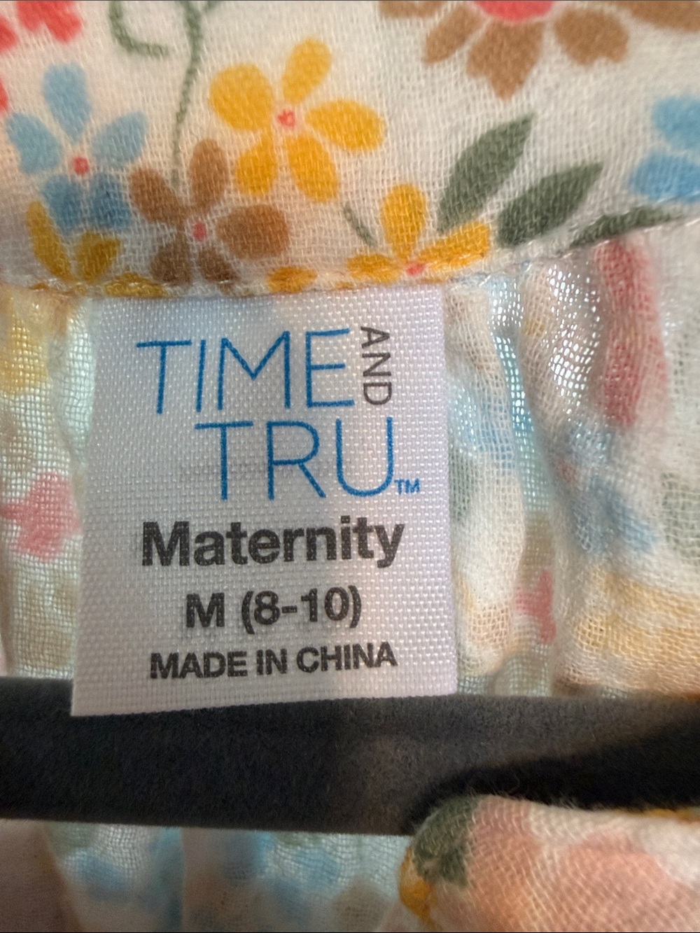 Time and Tru Maternity Floral Blouse Short Sleeve Button Front Medium 8-10 - Picture 2 of 5